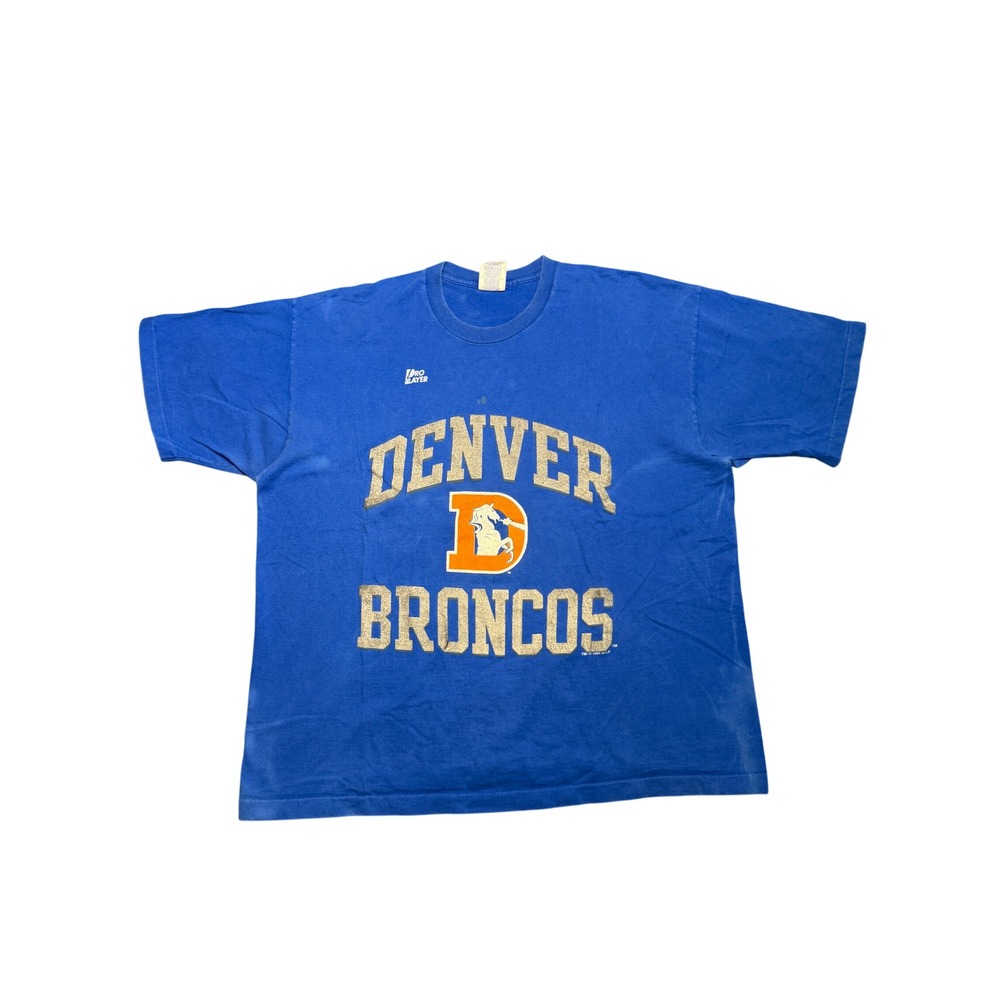 Vintage Distressed Pro Player Denver Broncos T-Shirt Blue XXL USA